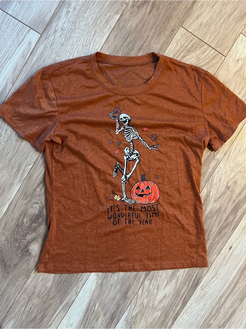Fall/Halloween burnt orange graphic fitted t-shirt